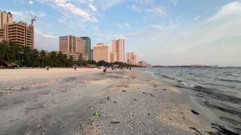 Panoramic Manila Bay Beach View 4K 60fps Video stock 338400885