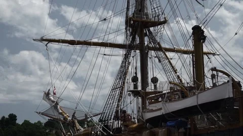 Panoramic of the masts in the ship Stock Footage 63372799