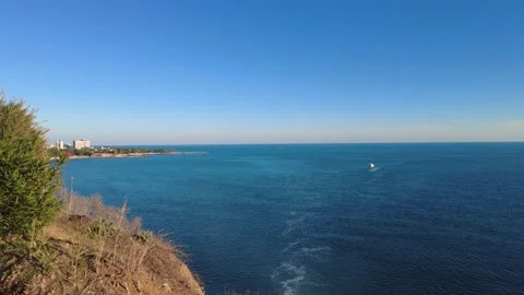 Panoramic Mediterranean Sea View from Cliffs in Antalya Turkey Видео 333445331