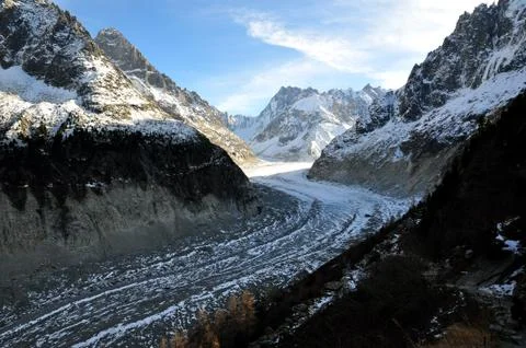 The Panoramic Mer de Glace in the Alps, close to Chamonix Stock Photos