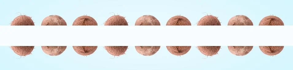 Panoramic mock up with coconuts Stock Photos