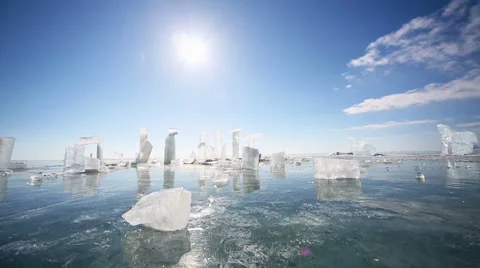 Panoramic motion along an ice block Stock Footage 40788767