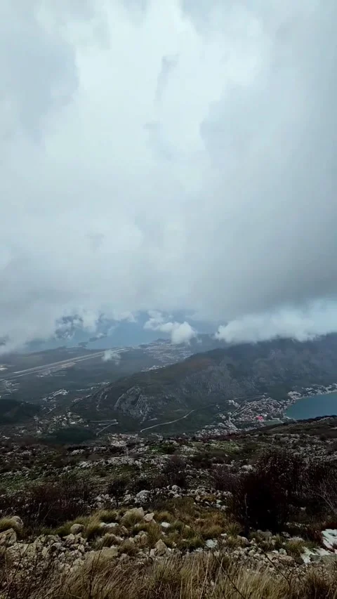Panoramic Mountain and Cloudscape over Kotor Bay from Lovćen Video stock 321842687