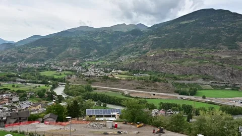 Panoramic mountain landscape of Aosta Valley in the Italian Alps, Italy Stock-Footage 342754111
