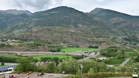 Panoramic mountain landscape of Aosta Valley in the Italian Alps, Italy 動画素材 342754134