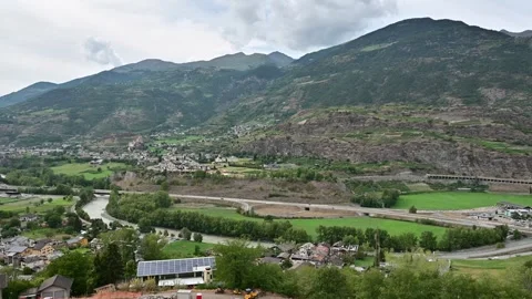 Panoramic mountain landscape of Aosta Valley in the Italian Alps, Italy 스톡 동영상 342754176