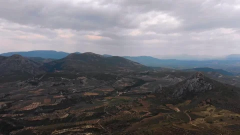 Panoramic Mountain Landscape View Under Cloudy Sky Stock Footage 312121664