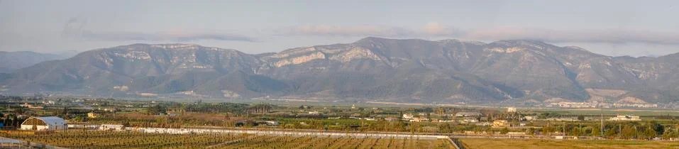 Panoramic of a mountain range in high resolution Stock Photos