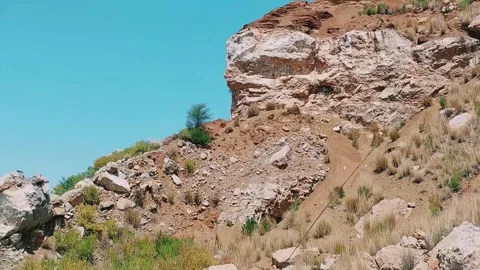 Panoramic Mountain Scenery with Rugged Terrain and Unique Rock Formations Stock Footage 333611684