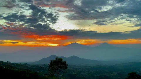 Panoramic Mountain Sunset Landscape View Stock Footage 331720673