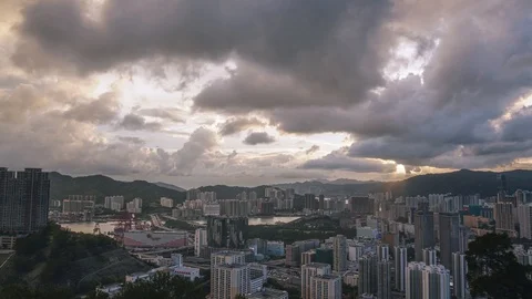 Panoramic Mountain Top Scenic Sunset Time Lapse Video stock 107569798