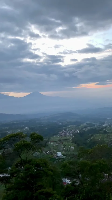 Panoramic Mountain Valley Landscape at Sunset Stock Footage 331996396