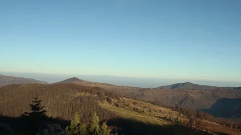 Panoramic Mountain View Close up Mossy Rock Stock-Footage 69834316