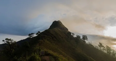 Panoramic Mountain View with Drifting Fog (4K Time-lapse) Video stock 107913315