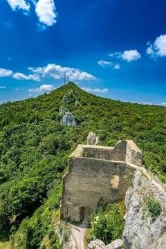 Panoramic Mountain View from High Cliff Edge 写真素材