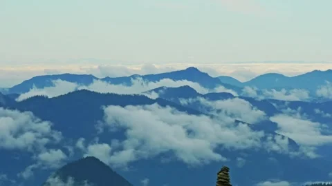 Panoramic Mountain View at Sunrise, Mount Rainier National Park Stock Footage 332139807