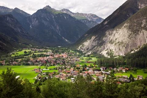 Panoramic mountain views of Dormitz and Nassereith village, Austria Stock Photos