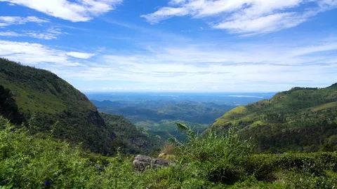 Panoramic of the mountains of Sri Lanka from a tea plantation. Stock Footage 89482074