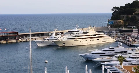 Panoramic move in the bay of Monaco Stock Footage 108039204