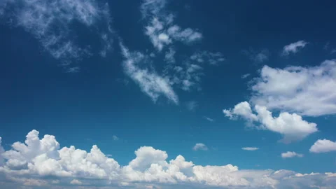 Panoramic movement of  clouds in the blue sky Stock Footage 157861797