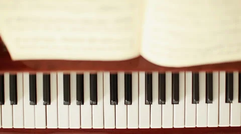 Panoramic movement on a piano keyboard Stock Footage 23828523