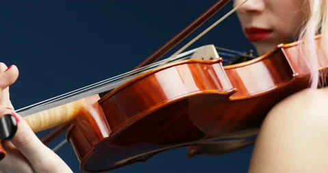 Panoramic movements, classical musician, stringed instrument Stock Footage 238909875