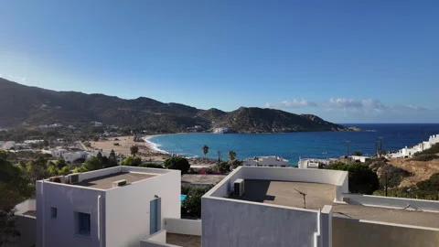 Panoramic Mylopotas Beach Stock Footage 305190976