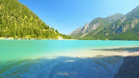 Panoramic Nature Scenery and Tranquil Waters at Plansee in Austria  Ideal Alp Video stock 308649231