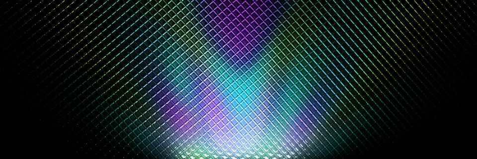 Panoramic neon gradient on diamond grid, banner header, copy space Stock Illustration