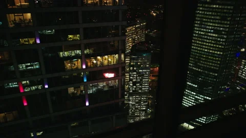 Panoramic night cityscape view on the modern Moscow city building complex from Stock Footage 169055886