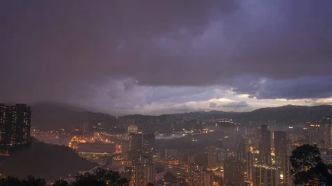 Panoramic Night Time Lapse City Stock Footage