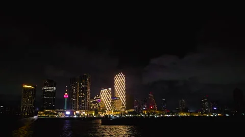 Panoramic night view of the heart of Colombo city - Sri Lanka. 4K Stock Footage 314476292