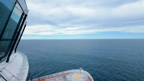 Panoramic ocean view from the bridge of a cruise ship on a calm day Stock Footage 319707141