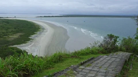Panoramic Ocean View from the Hilltop Ilha do Mel Brazil Vídeos de archivo 336450945