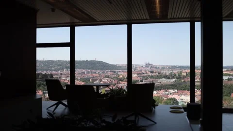 Panoramic office skyline interior Stock Footage 335862407