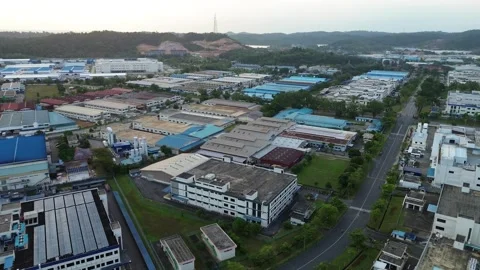 Panoramic Overhead Glimpse of a Bustling Industrial District, Highlighting .. Stock-Footage 339032059