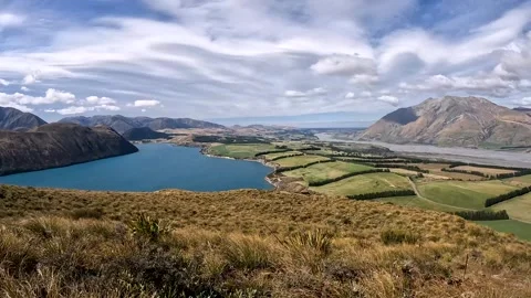 Panoramic Overlook: Peak Hill Track Revealing Stunning Views of Lake Coleri.. Stock Footage 286779591