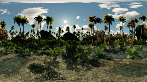 Panoramic of palms in desert timelapse. made with the One 360 degree lense 動画素材 64711596