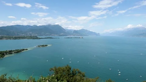 A panoramic pan over Lake Garda Stock Footage 239094580