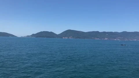 Panoramic panning view of Gulf of La Spezia Stock Footage 344244673