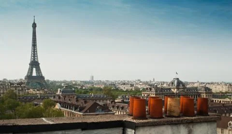 Panoramic of paris with eiffel tower Foto stock