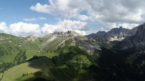 Panoramic of a part of the dolomites mountain range the scenery Stock Footage 126668376