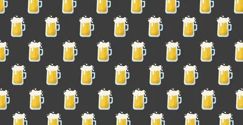 Panoramic pattern of beer on a white background - Vector Stock Illustration