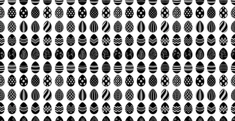 Panoramic pattern with black Easter eggs - Vector 스톡 일러스트