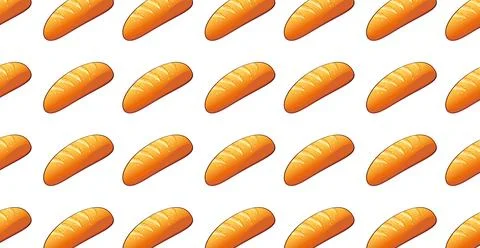 Panoramic pattern, Bread baguette bakery on a white background - Vector Illustrazione stock