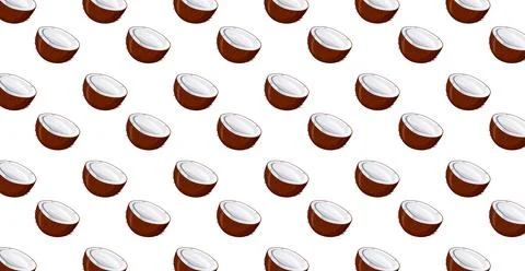 Panoramic pattern coconut on a white background - Vector Illustrazione stock