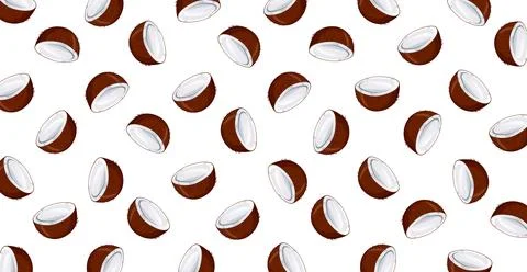 Panoramic pattern coconut on a white background - Vector Stock Illustration