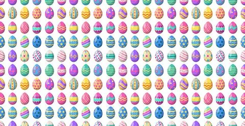 Panoramic pattern with colored Easter eggs - Vector Stock Illustration