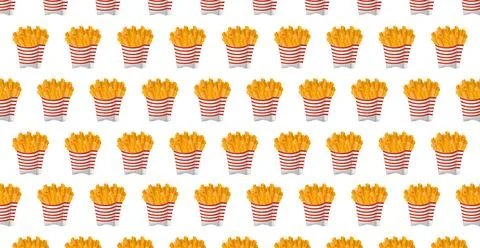 Panoramic pattern packaging with french fries on a white background - Vector Stock Illustration