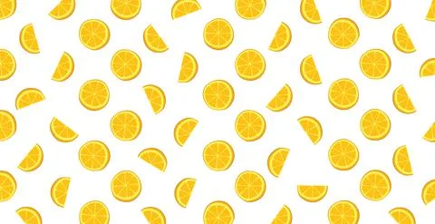 Panoramic pattern web background of rings and orange slices - Vector Stock Illustration